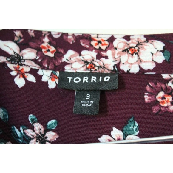 Torrid Floral Relaxed Lace Challis Tunic Blouse Purple Top Plus Size 3 3X H14847 - Picture 6 of 13